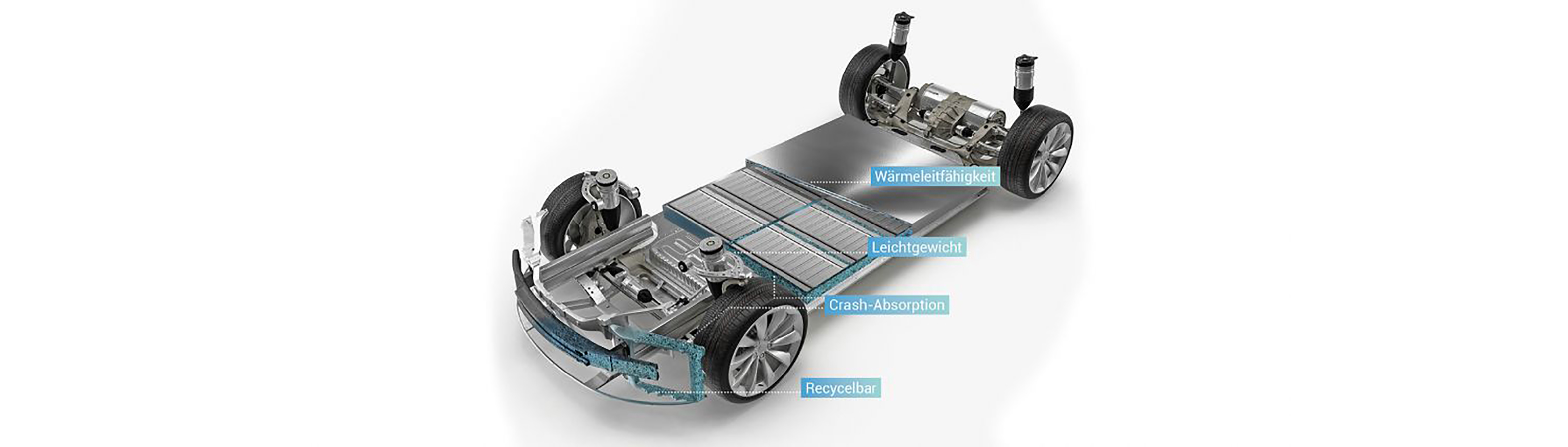 Bodenplatte aus Aluminiumschaumsandwiches im Fahrzeugunterbau mit eingesetzten Batteriezellen