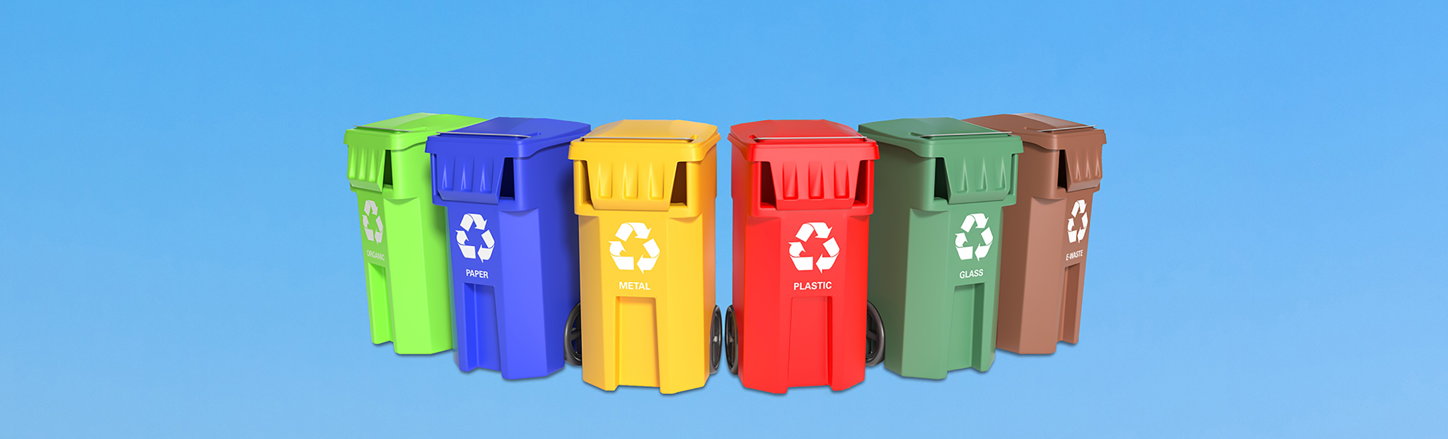 different color garbage cans