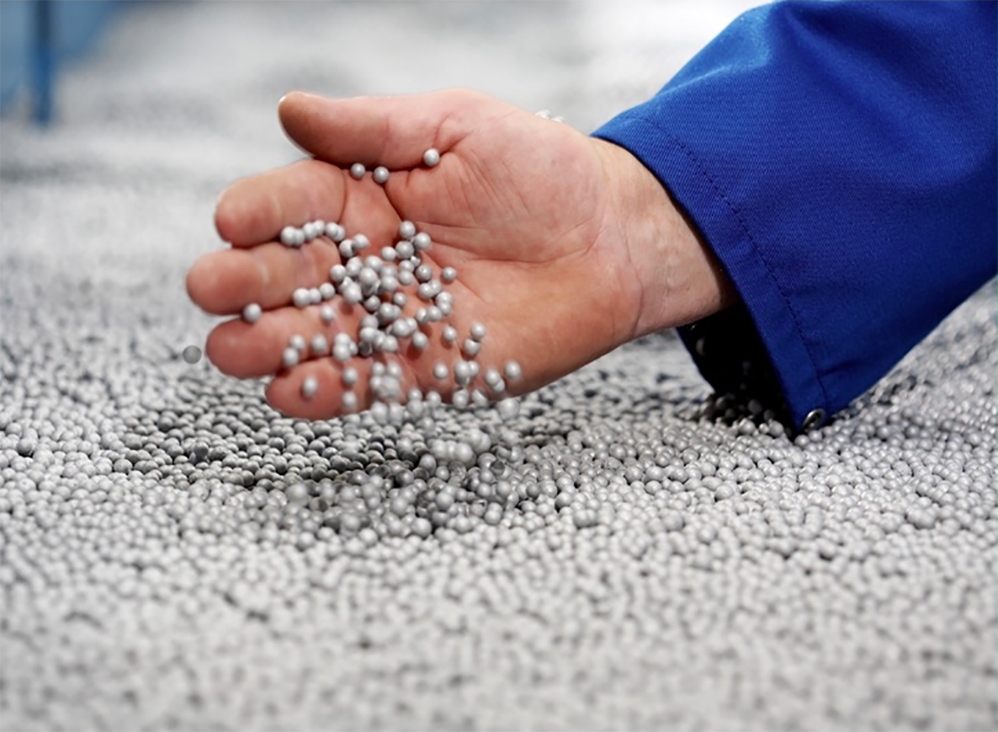 Hand with gray-silver granules